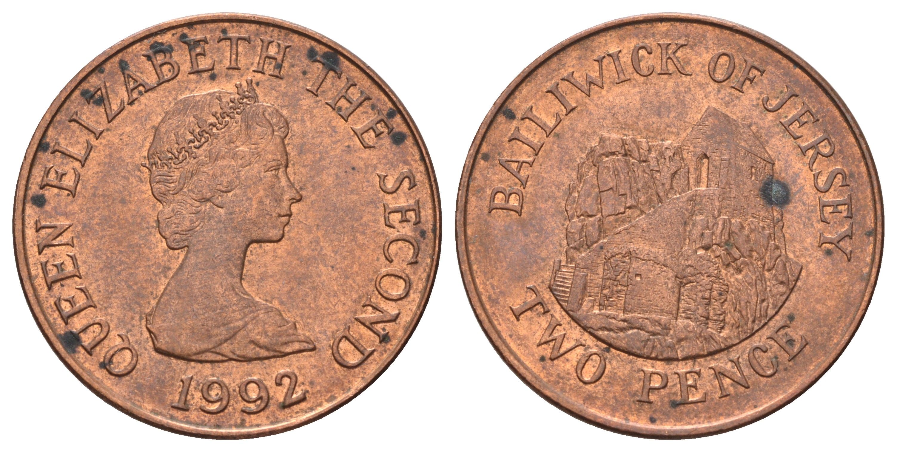Джерси 2 пенса 1992 Елизавета II (1952-2022), Сент-Хелиер KM 55 бронза 4666-734