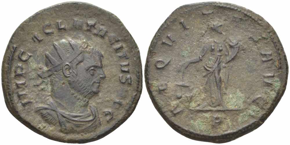 Римская Империя аврелианиан 275 Тацит AEQVITAS AVG Сисция Very fine RIC 181 var бронза 1073-16-115