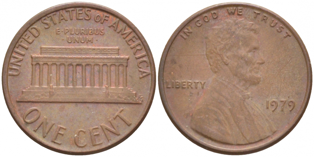 США 1 ЦЕНТ 1979 ЛИНКОЛЬН KM 201 медь цинк 3457-1248