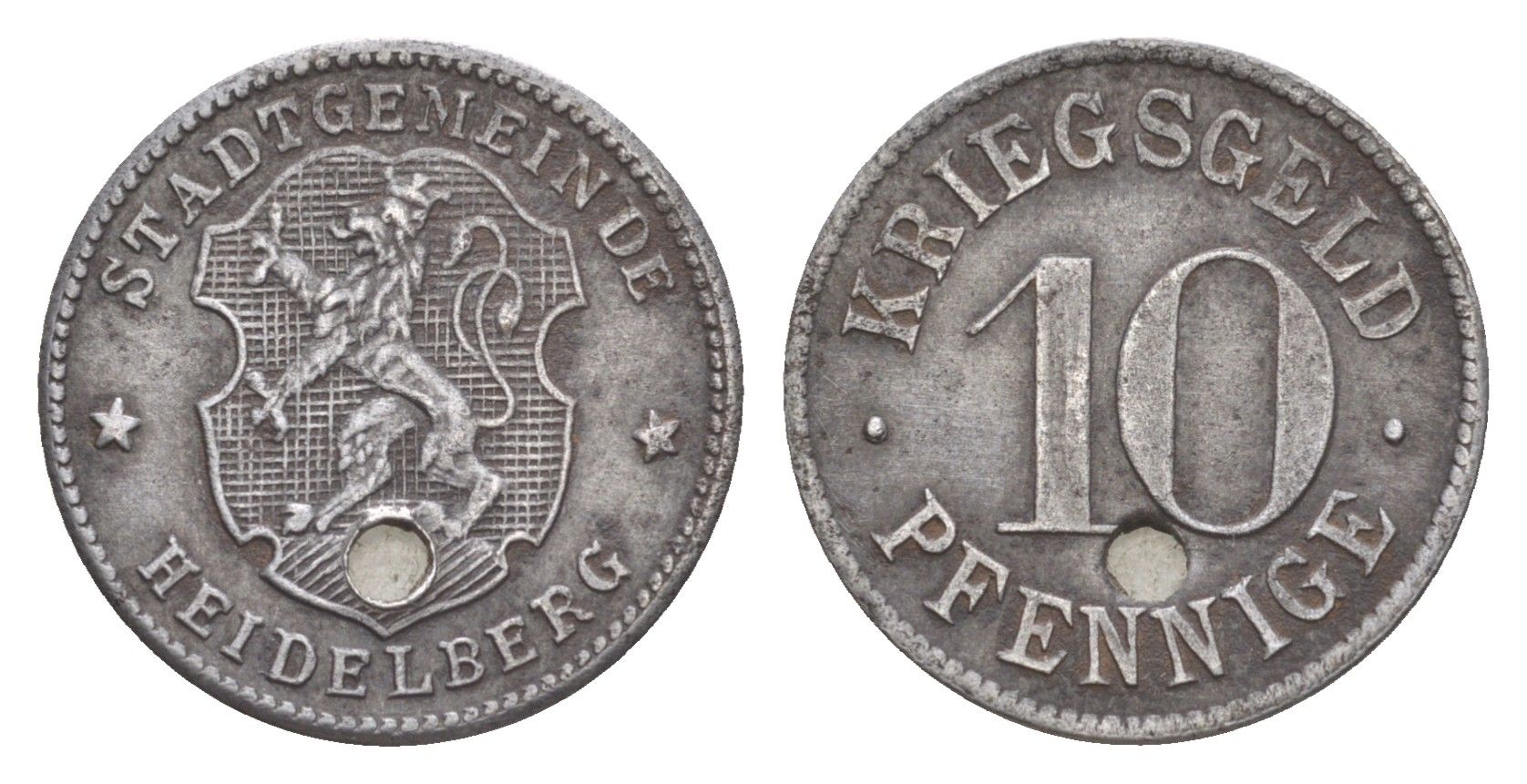 Гейдельберг 10 пфеннигов ND (1918-1919) Funck 203.1, Men18 14006.2 железо 4643-925