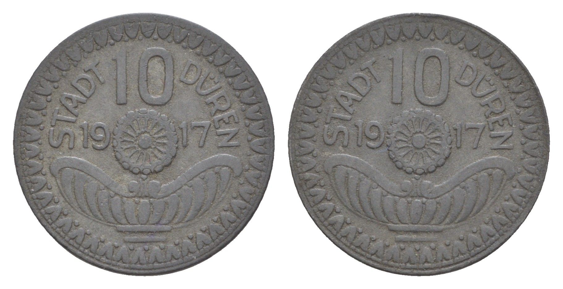 Дюрен 10 пфеннигов 1917 Funck 105.4, Men05 5807.5, Men18 7249.5 цинк 4638-127