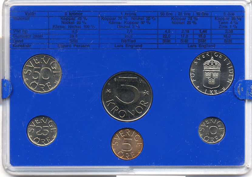 Швеция набор монетного двора из 6 монет 1981 в пластике, Карл XVI Густав (1973- ) KM MS19 UNC 4-3-7-174