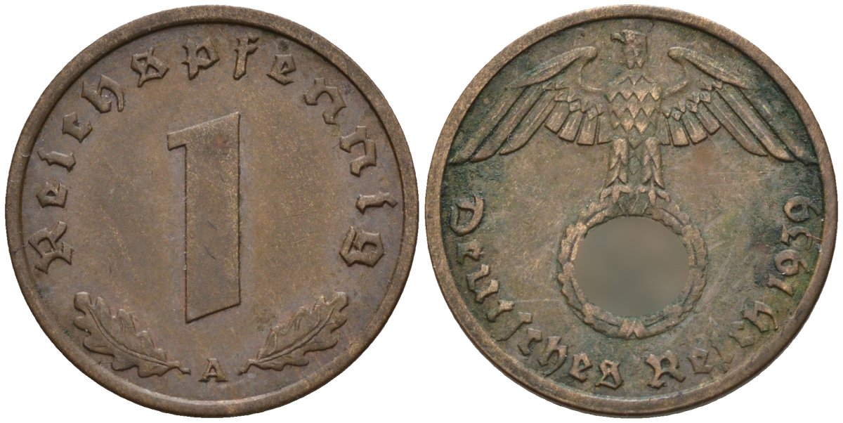 Германия 1 рейхспфенниг 1939 A KM 89, J. 361 бронза 4147-1133