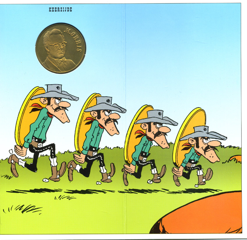 Бельгия медаль ND 50 лет LUCKY LUKE, буклет  бронза  UNC  7-5-6-33