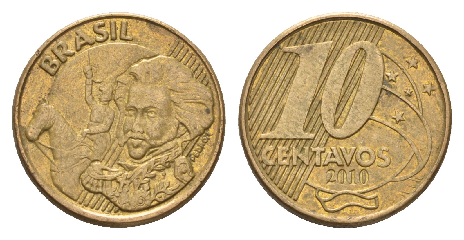 Бразилия 10 сентаво 2010  KM 649 сталь плакированная латунью 4689-111