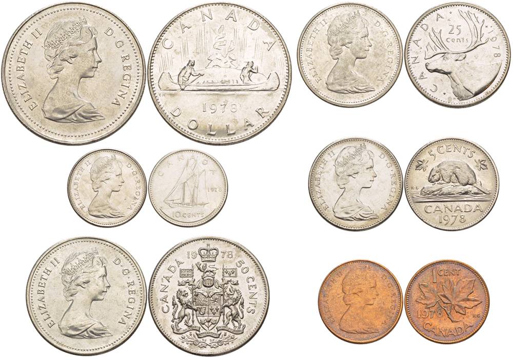 Канада набор из 6 монет 1978 официальный набор, в деревянной коробке UNC 1-6-4-33