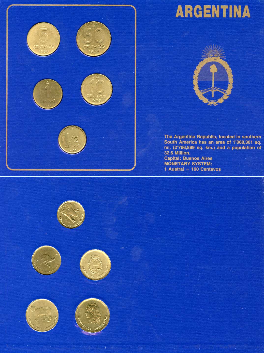 Аргентина набор из 5 монет 1985-1987     UNC  00-00