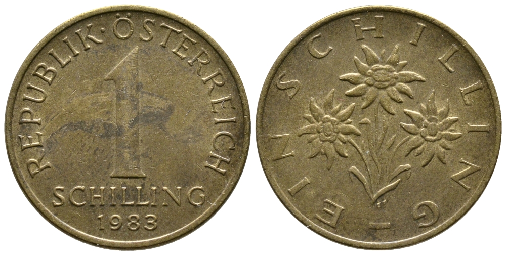 АВСТРИЯ 1 ШИЛЛИНГ 1983 KM 2886 алюминиевая бронза 36-1036