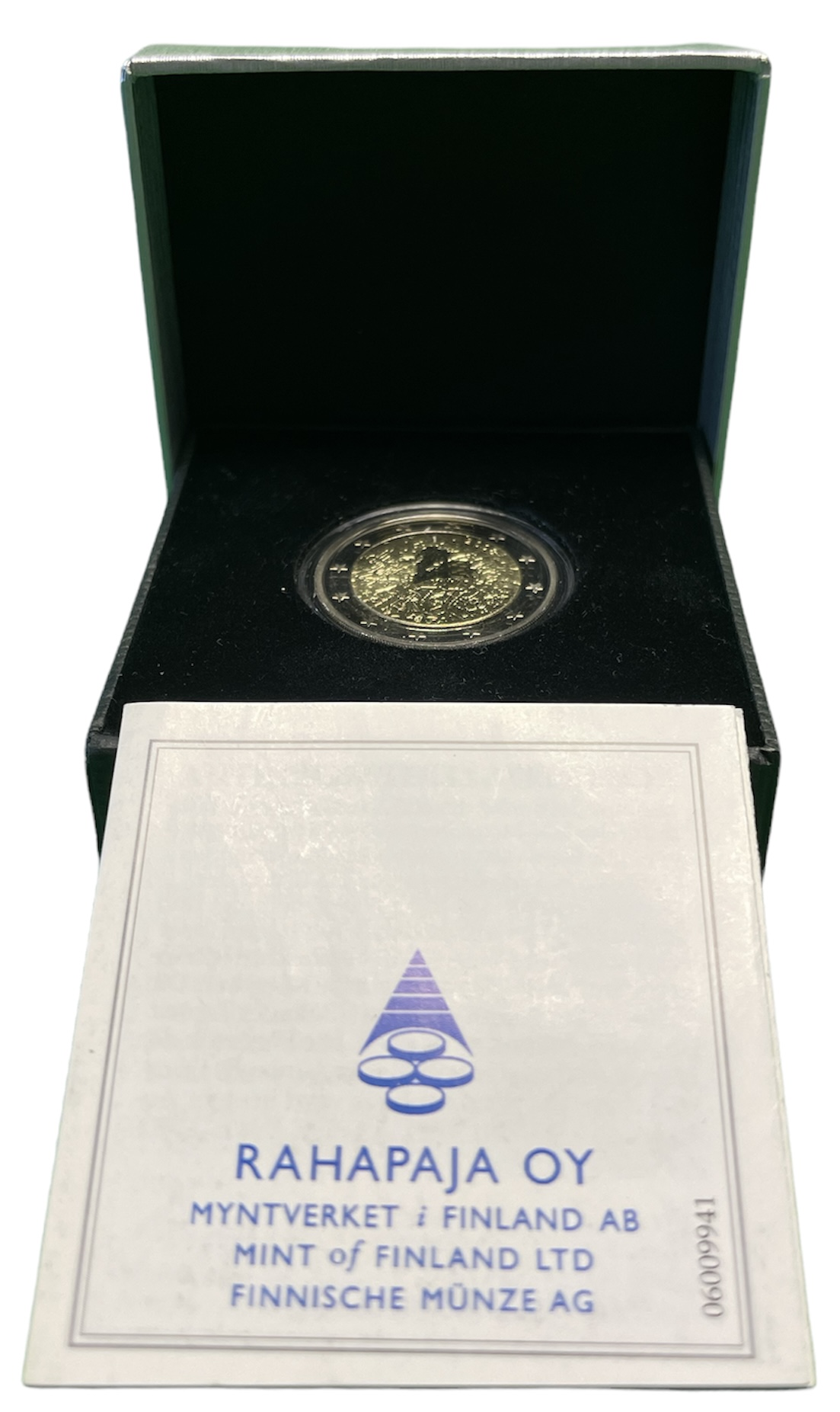 Финляндия 2 евро 2008 Декларация прав человека, в оригинальной коробке, с сертификатом, тираж 22500 экз. KM  биметалл  PROOF  4-3-4-44