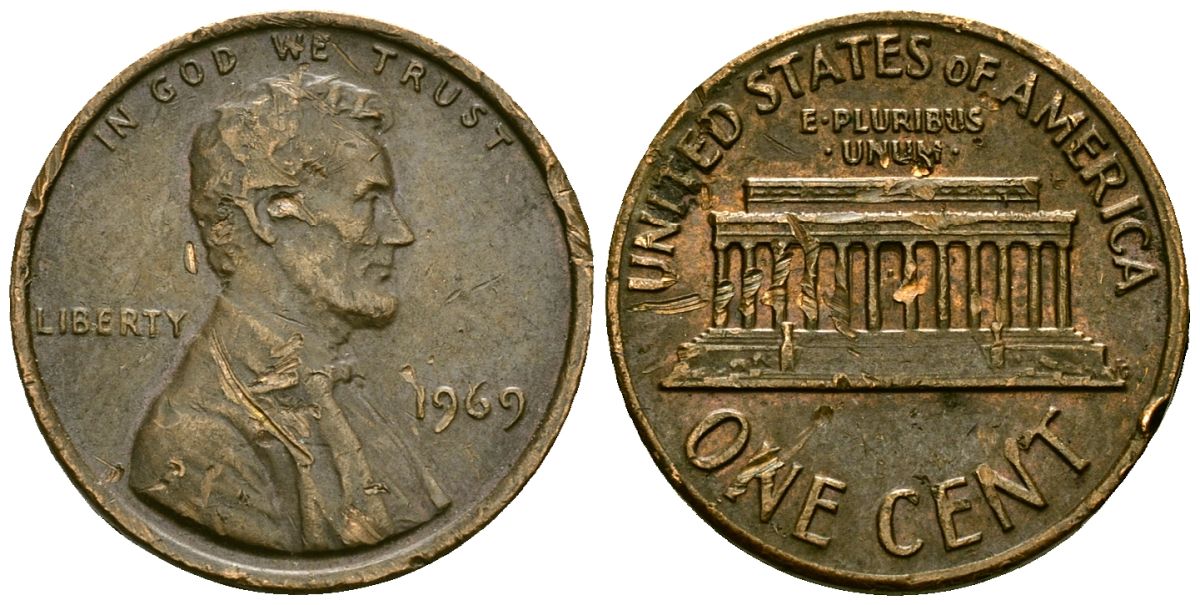 США 1 цент 1969 Линкольн KM 201 медь цинк 4136-128