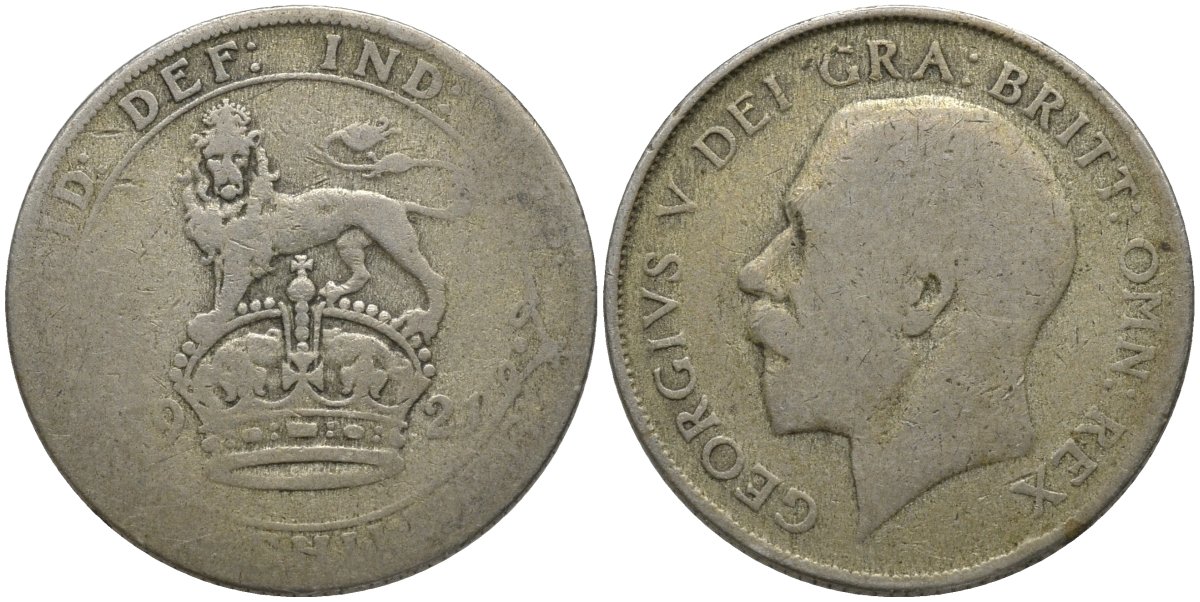 Великобритания 1 шиллинг 1921 Георг V (1910-1936) KM 816a, Spink 4023А серебро 4544-1236