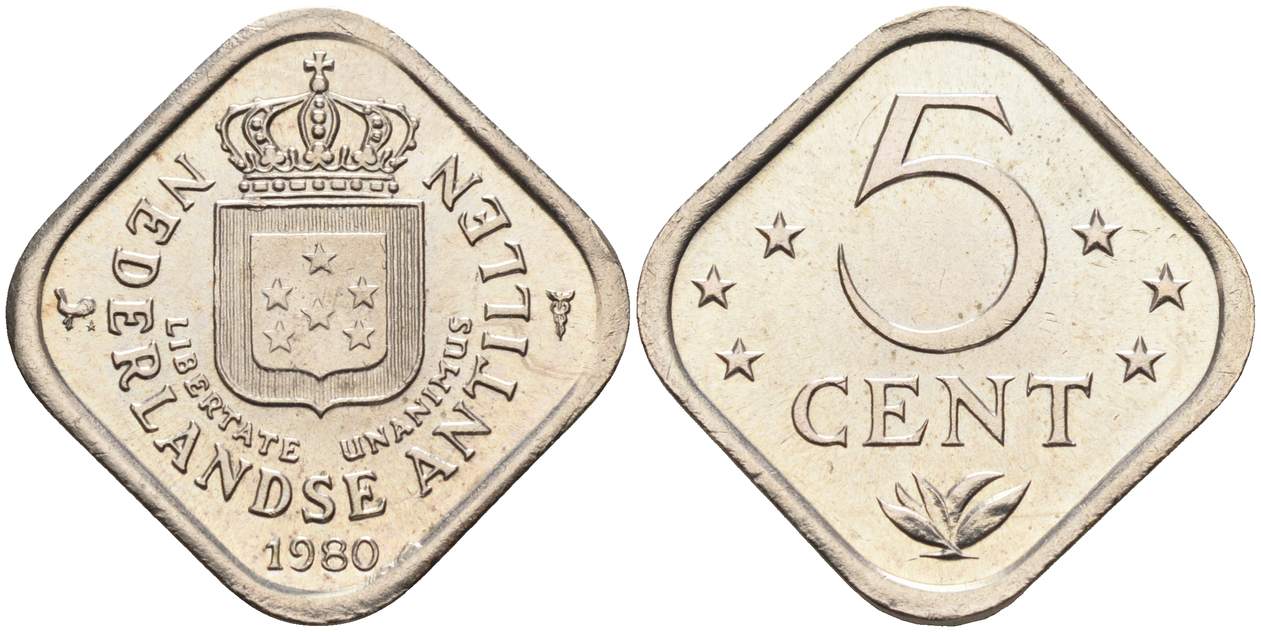 Нидерландские Антилы 5 центов 1980 Юлиана (1948-1980) KM 13 медно-никель 4141-1251
