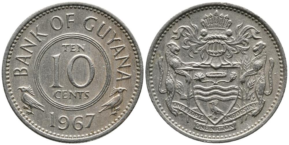 Гайана 10 центов 1967 KM 33 медно-никель 4549-511