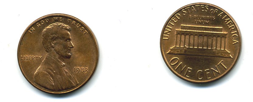 США 1 ЦЕНТ 1983 ЛИНКОЛЬН KM 201b цинк плакированный медью 4364-222