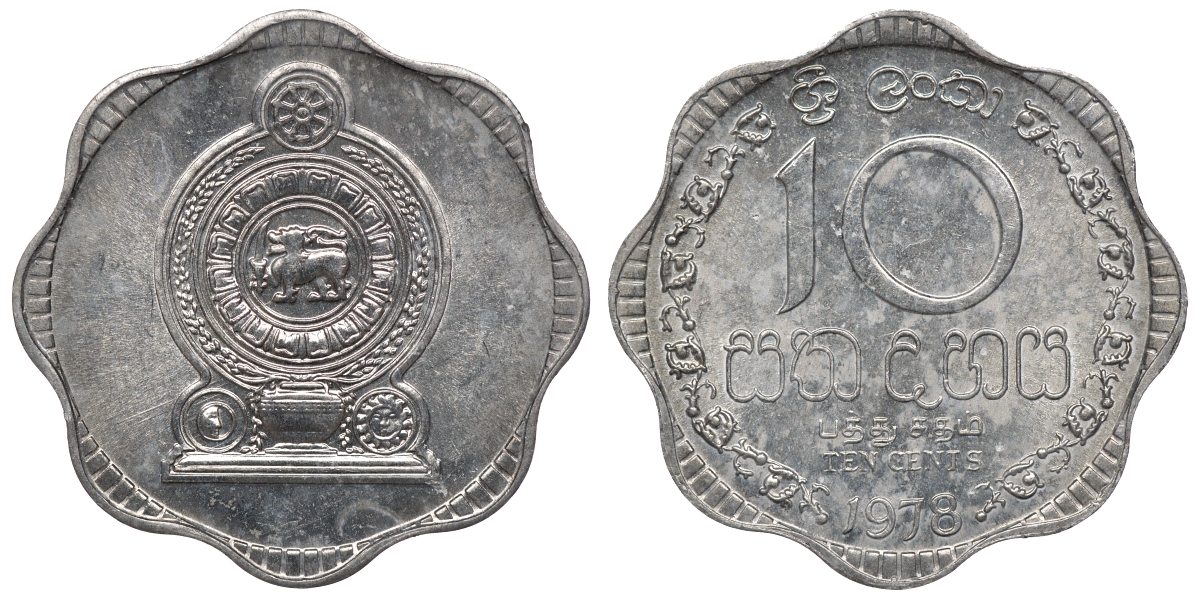 Шри-Ланка 10 центов 1978 KM 140 a алюминий 4118-513
