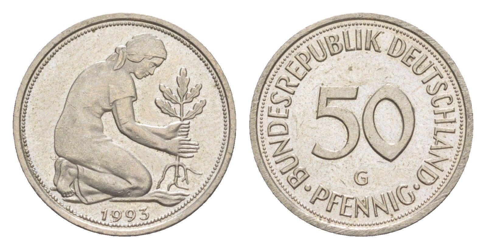 Германия 50 пфеннигов 1993 G KM 109.2, J. 384a медно-никель 4630-248