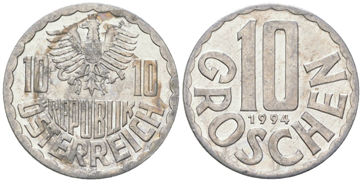 Австрия 10 грошей 1994 KM 2878 алюминий 4594-255