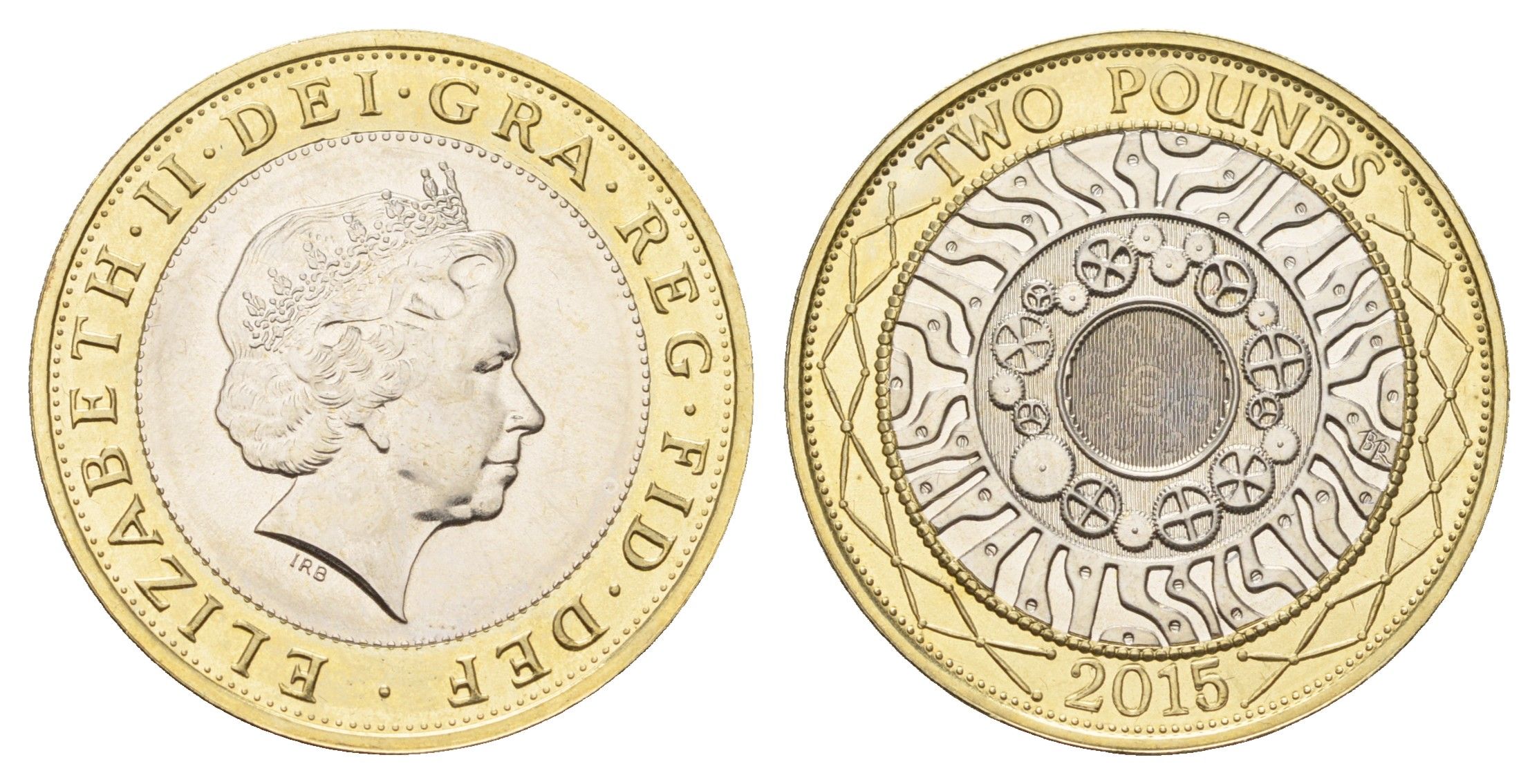 Великобритания 2 фунта 2015 Елизавета II (1952-2022) KM 994, Spink 4570 (K9) биметалл UNC 76-737