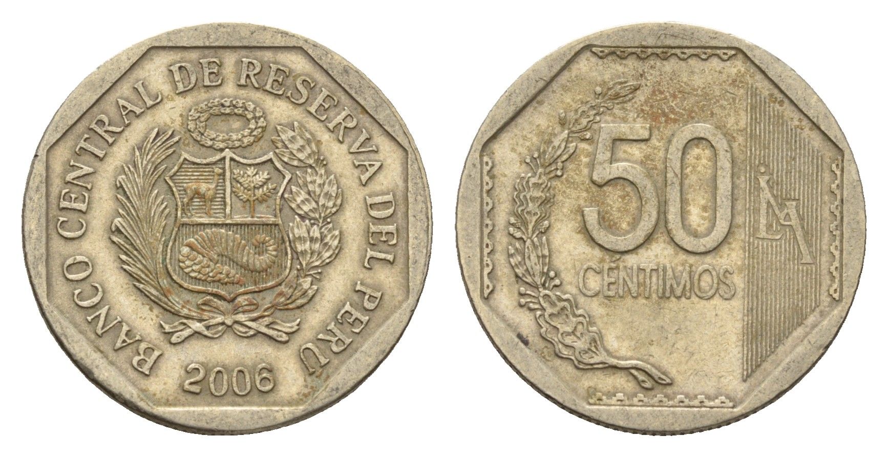 Перу 50 сентимо 2006 KM 307.4 медно-никель 4114-1152