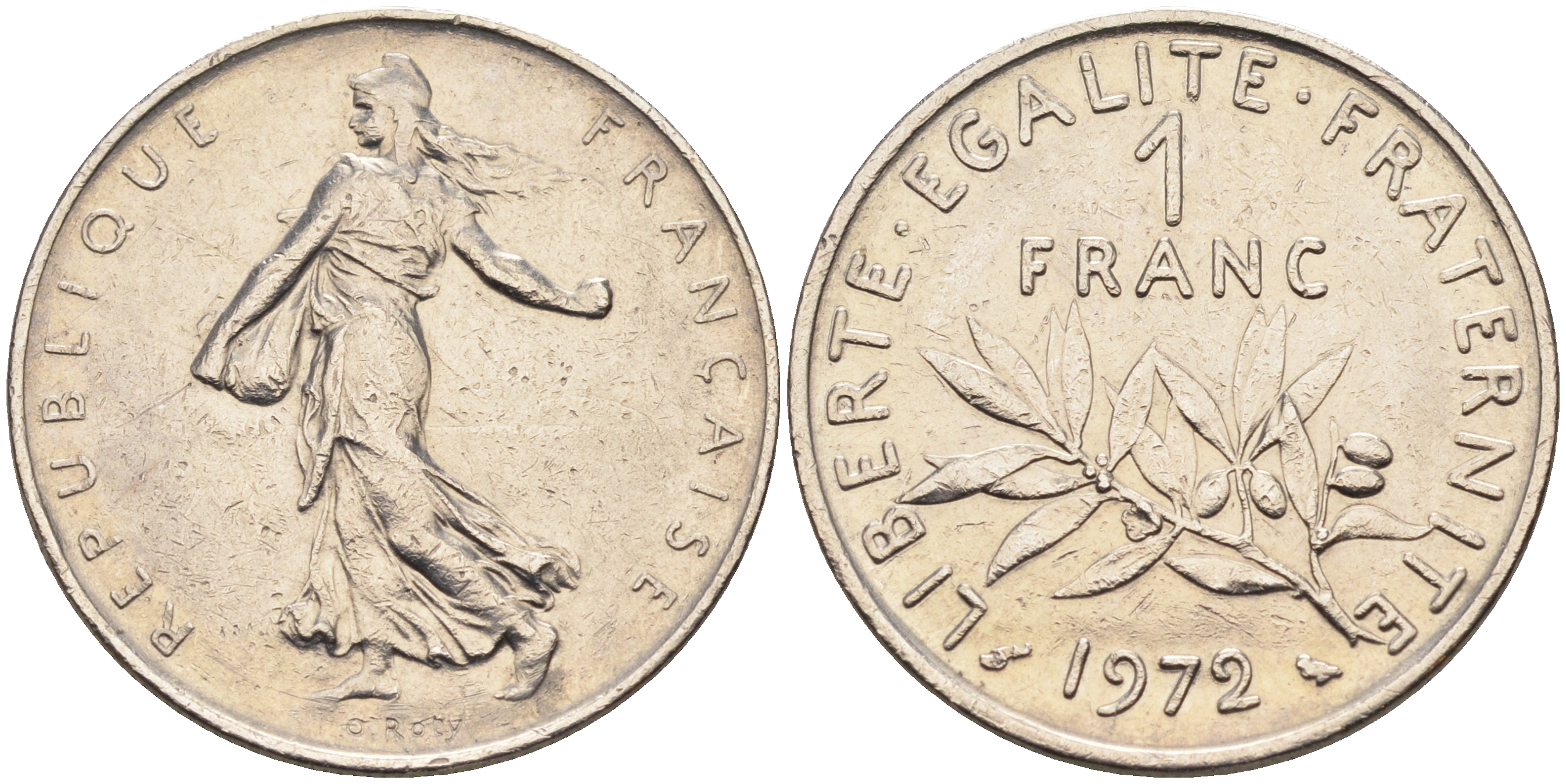 Франция 1 франк 1972 сеятель KM 925.1 никель    4177-254