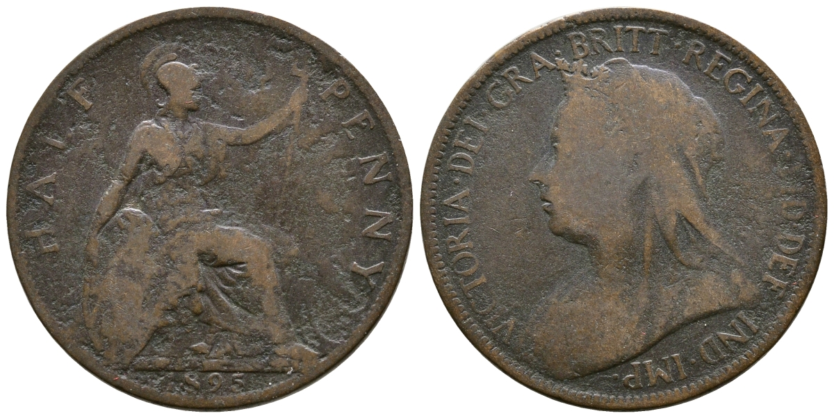 Великобритания 1/2 пенни 1895 Виктория (1837-1901) KM 789, Spink 3962 бронза 08-716