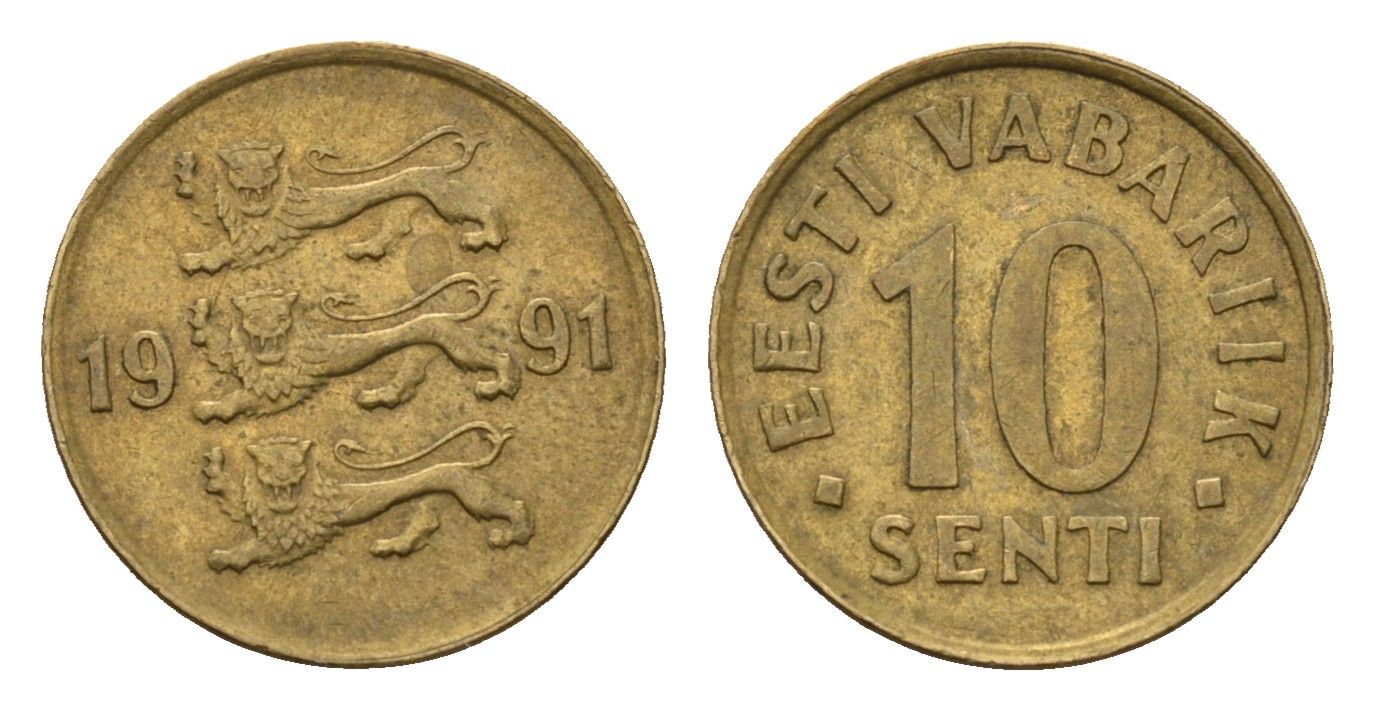 Эстония 10 сентов 1991 KM 22 латунь 4696-123