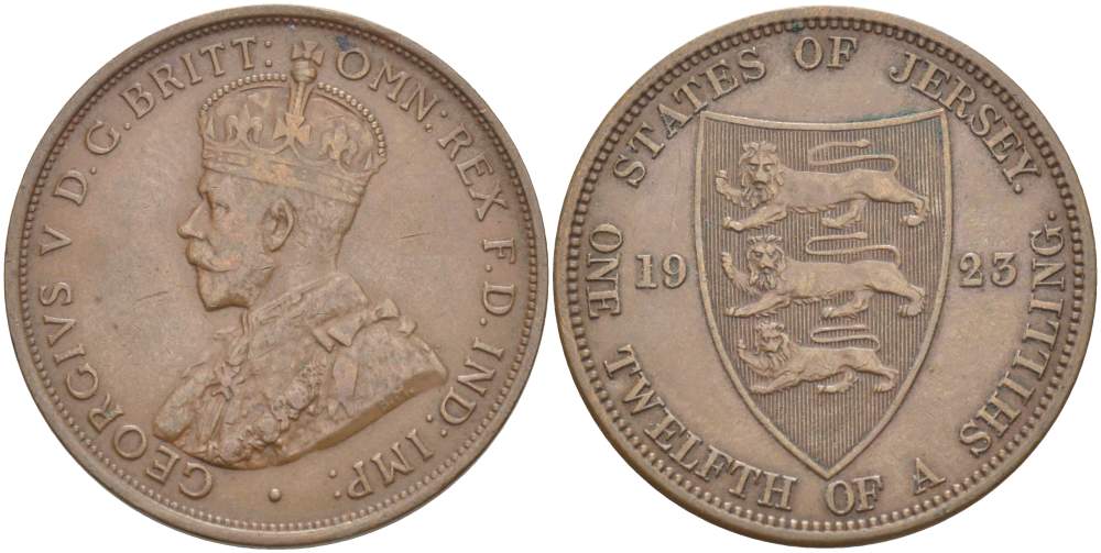 Джерси 1/12 шиллинга 1923 Георг V (1910-1936) KM 12 бронза 4517-1032