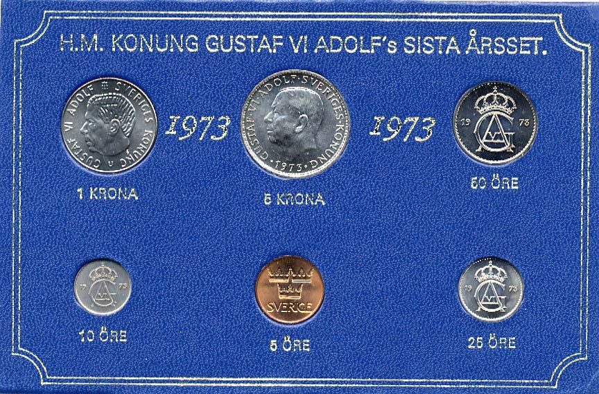 ШВЕЦИЯ НАБОР ИЗ 6 МОНЕТ 1973 04-062-208
