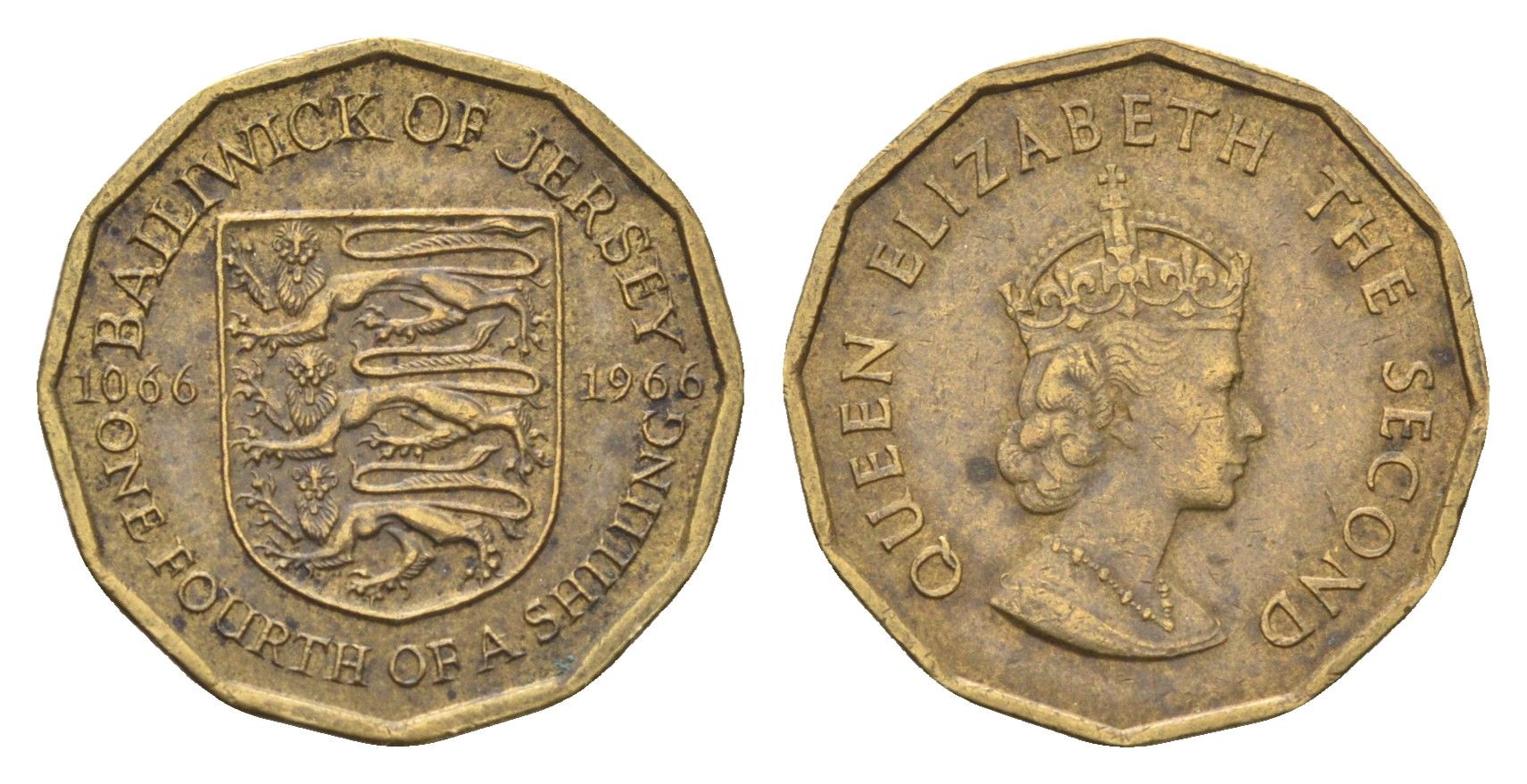 Джерси 1/4 шиллинга 1966 900 лет битве при Гастингсе KM 27 никель латунь    4660-544