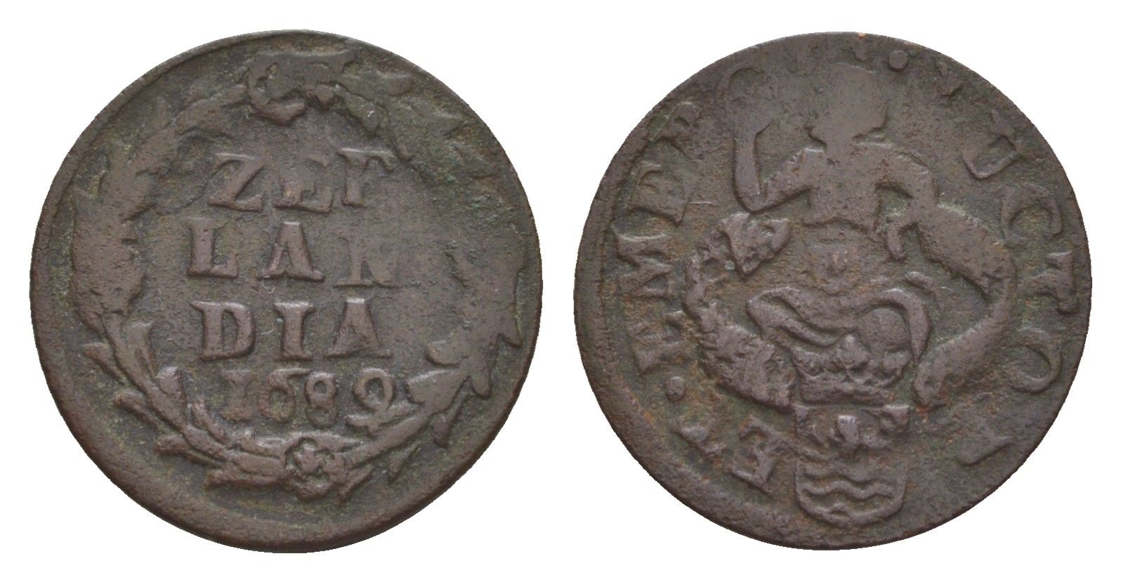 Голландская республика, Зеландия 1 дуит 1689 KM 55 медь 4649-741