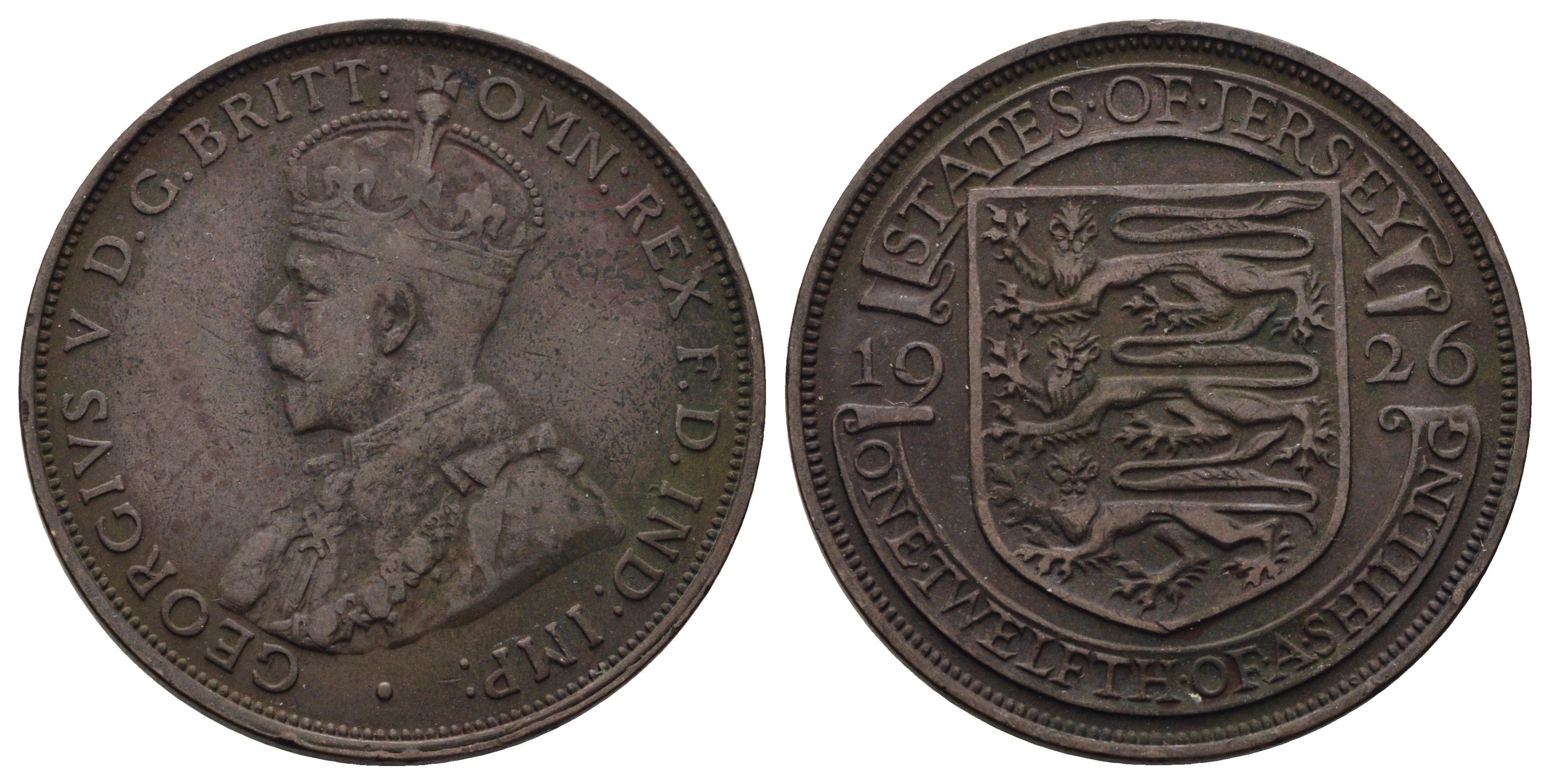 Джерси 1/12 шиллинга 1926 Георг V (1910-1936) KM 14 бронза 4512-344