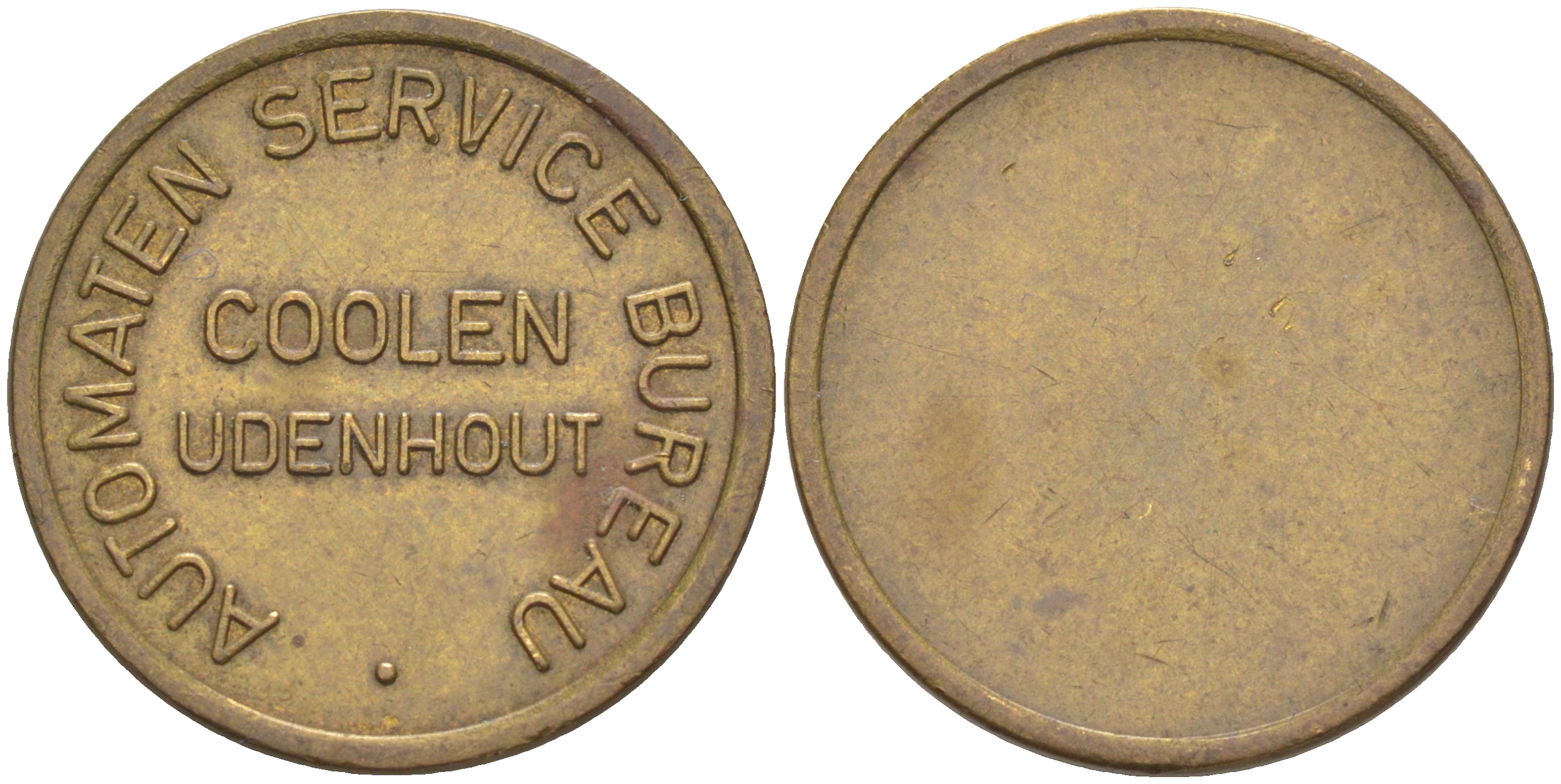 Нидерланды жетон ND COOLEN UDENHOUT, AUTOMATEN SERVICE BUREAU, диаметр 22 мм. латунь 27-436