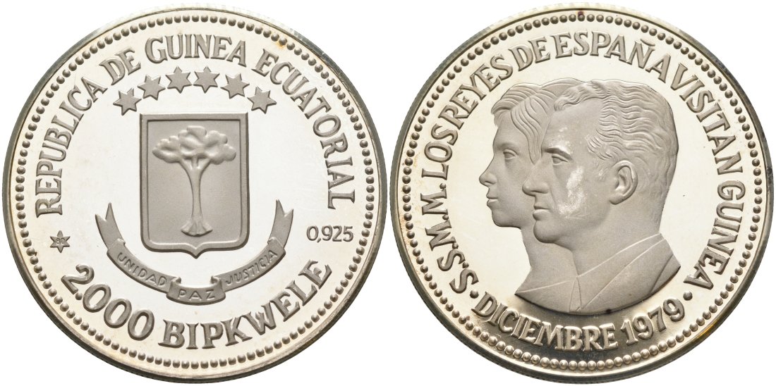 Экваториальная Гвинея 2000 бипквеле 1979 (80) королевский визит Хуана Карлоса I серебро PROOF 01-077-42