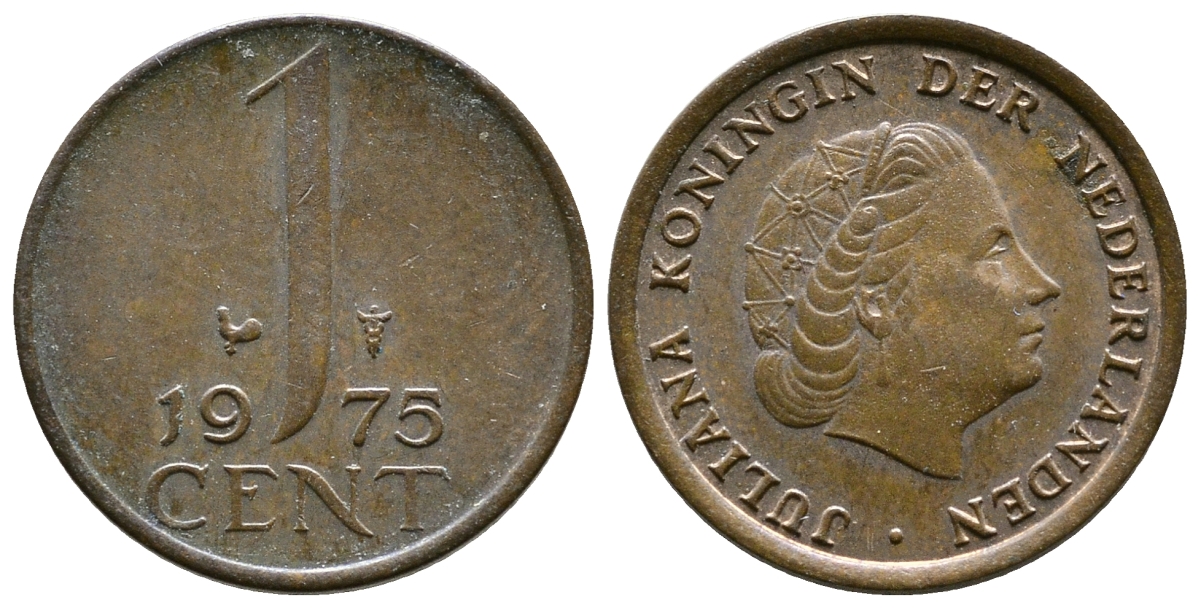 НИДЕРЛАНДЫ 1 ЦЕНТ 1975 ЮЛИАНА KM 180 бронза 75-1366