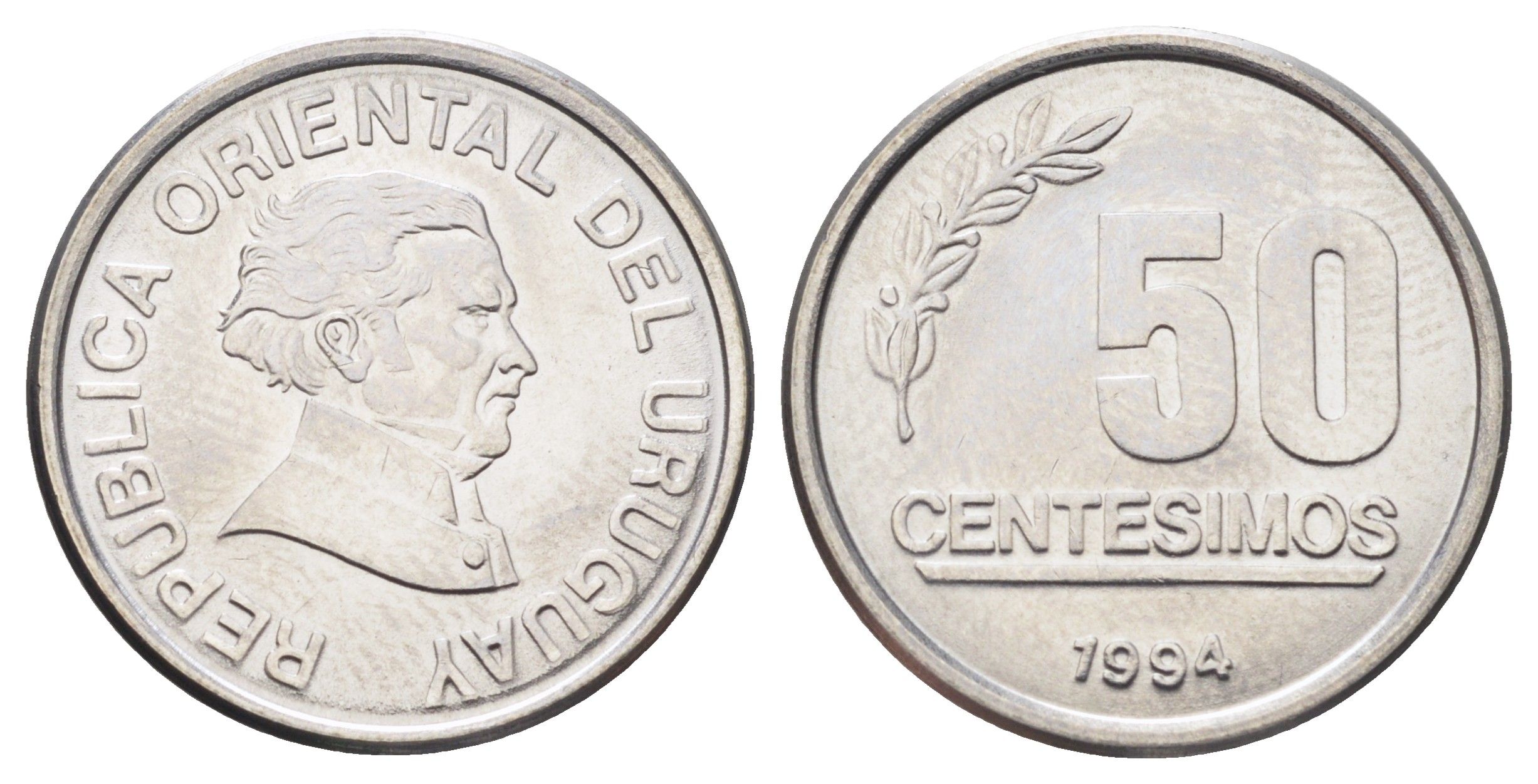 Уругвай 50 сентесимо 1994 KM 106 нержавеющая сталь UNC 4697-1037