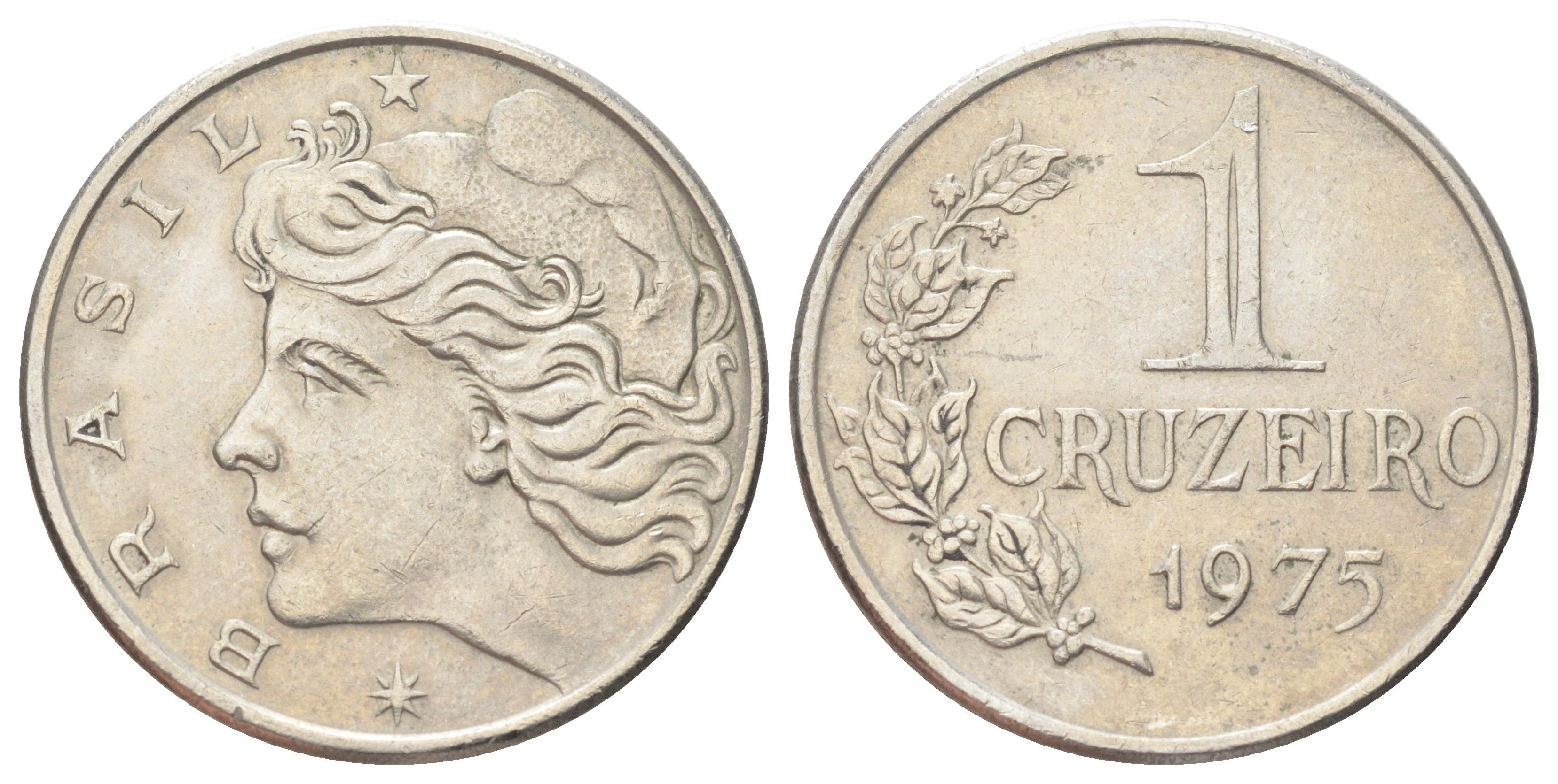 Бразилия 1 крузейро 1975 KM 581a медно-никель 4646-913