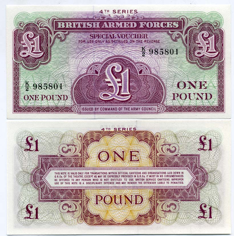 Англия 1 фунт 1962 для вооружённых сил Pick M36 a бумага UNC (пресс) 450-7-1