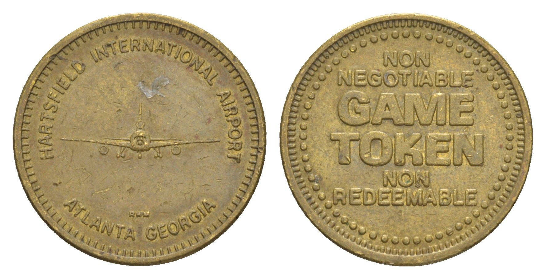 США, Международный аэропорт Хартсфилд, Атланта, Джорджия жетон для автоматов ND диаметр 22,5 мм, вес 4,7 гр латунь 4613-835