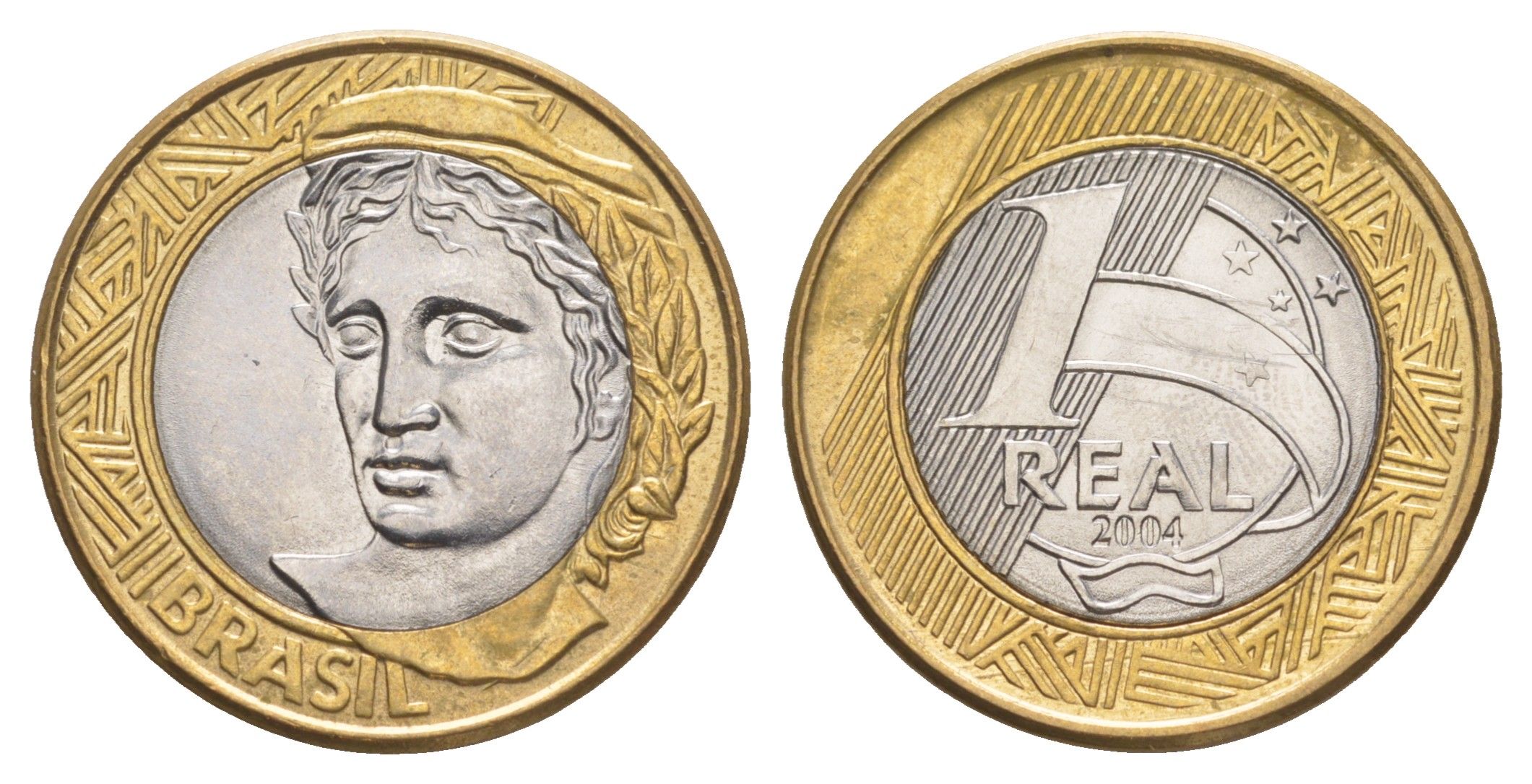 Бразилия 1 реал 2004 KM 652a биметалл UNC 4642-1255