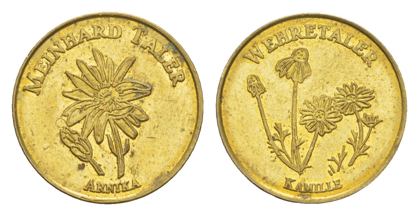 Германия аптечный жетон-токен "Мейнхард талер-Вереталер" ND диаметр 18 мм, вес 2,8 гр сталь плакированная латунью 4613-523