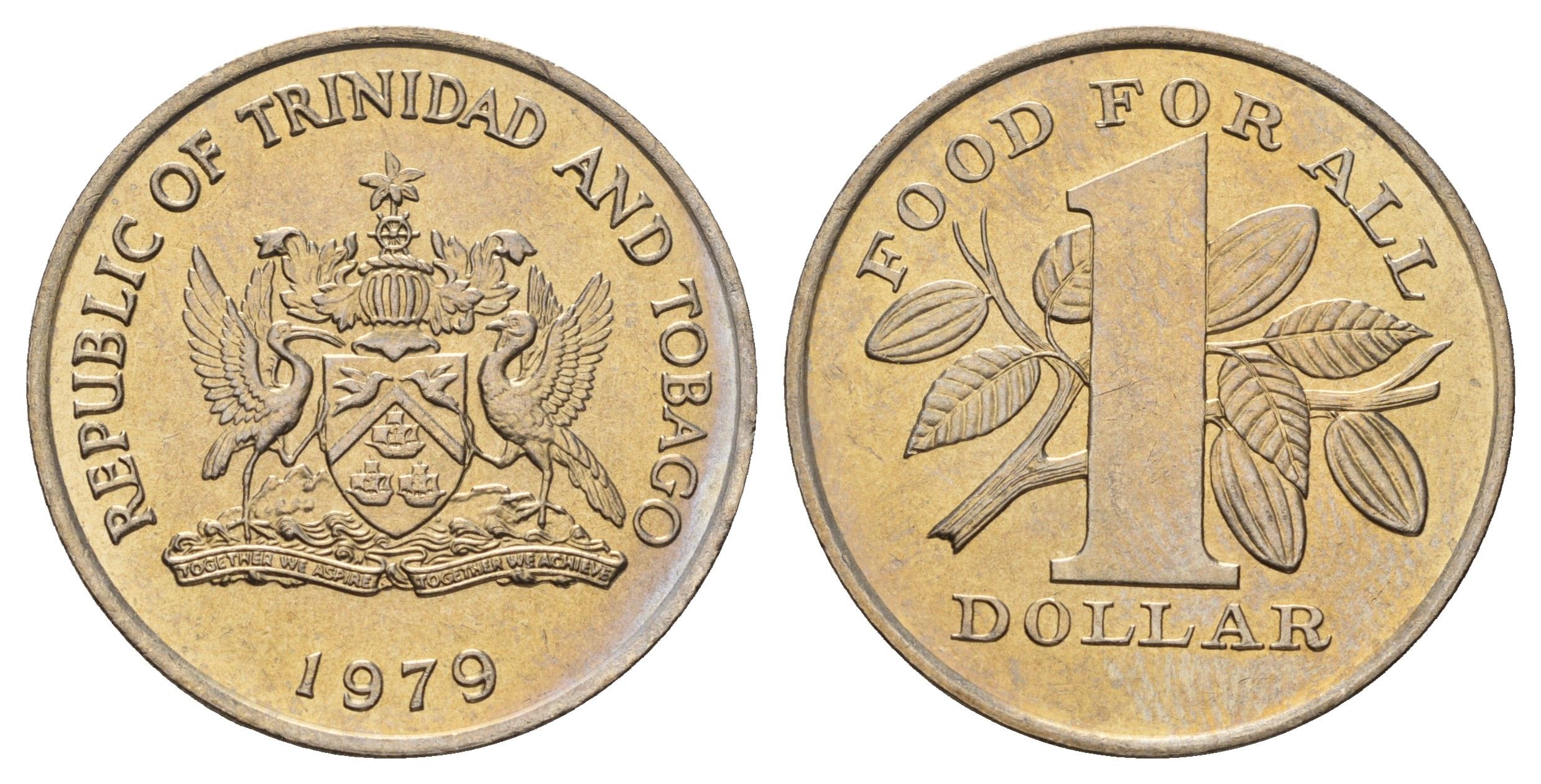 Тринидад и Тобаго 1 доллар 1979 Продовольственная программа - ФАО KM 38 медно-никель UNC 4672-345