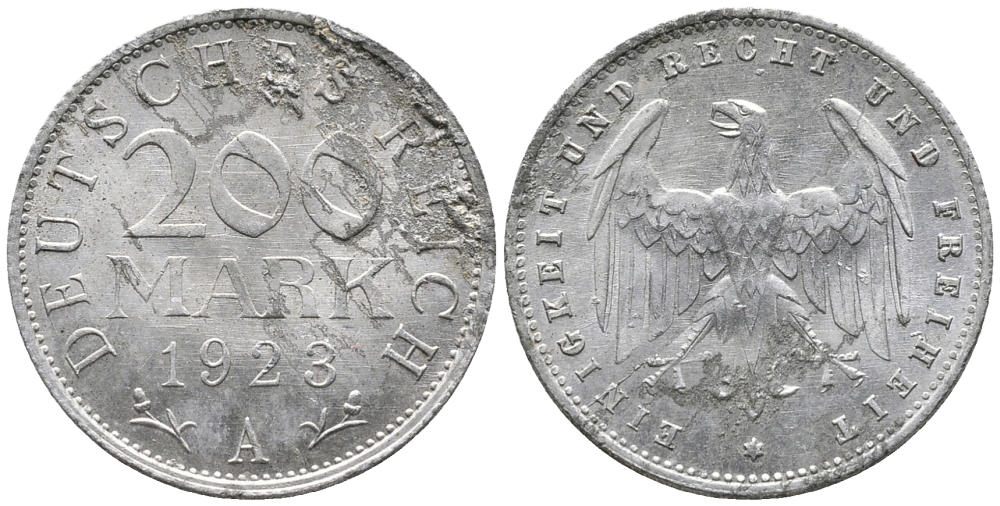 ГЕРМАНИЯ 200 МАРОК 1923 А KM 35, J. 304 алюминий 24-823