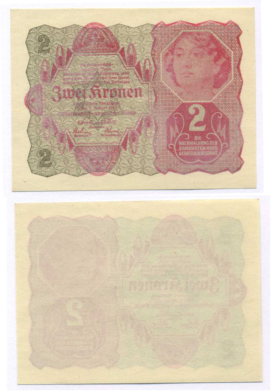 АВСТРИЯ 2 КРОНЫ 1922 2 ЯНВАРЯ 1922 Pick 74 бумага UNC (ПРЕСС) 8588-34-1-2
