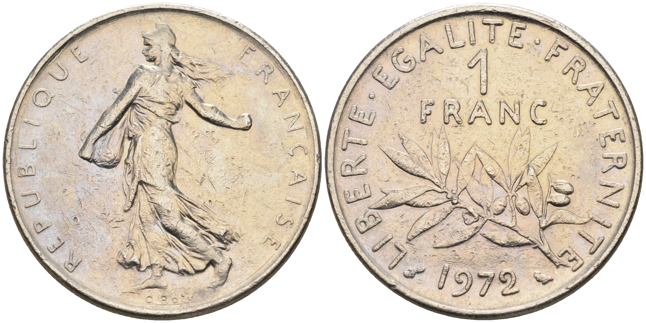 Франция 1 франк 1972 сеятель KM 925.1 никель    4177-253