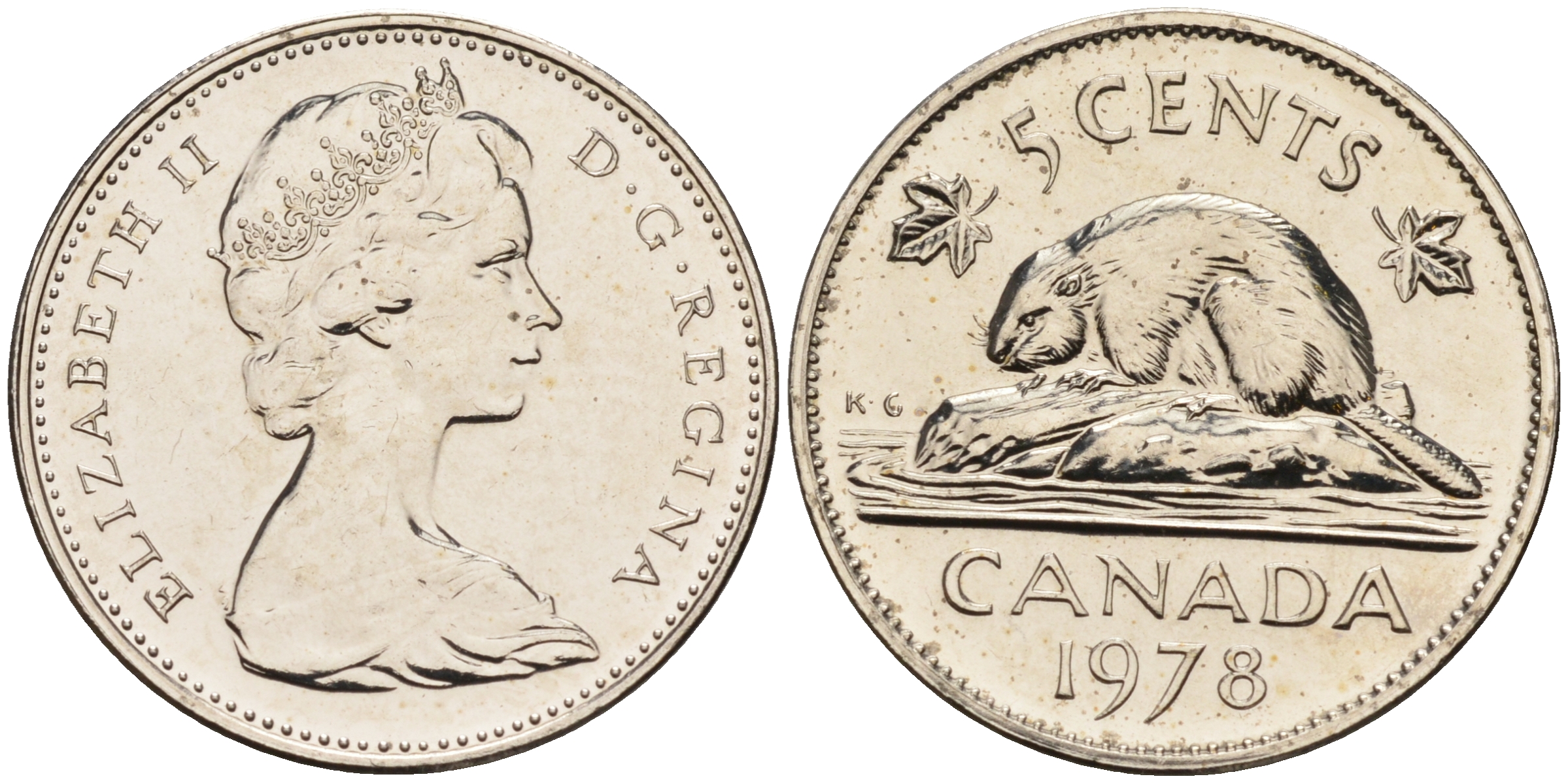 Канада 5 центов 1978 Елизавета II, бобер KM 60.1 никель  BUNC  4148-1232