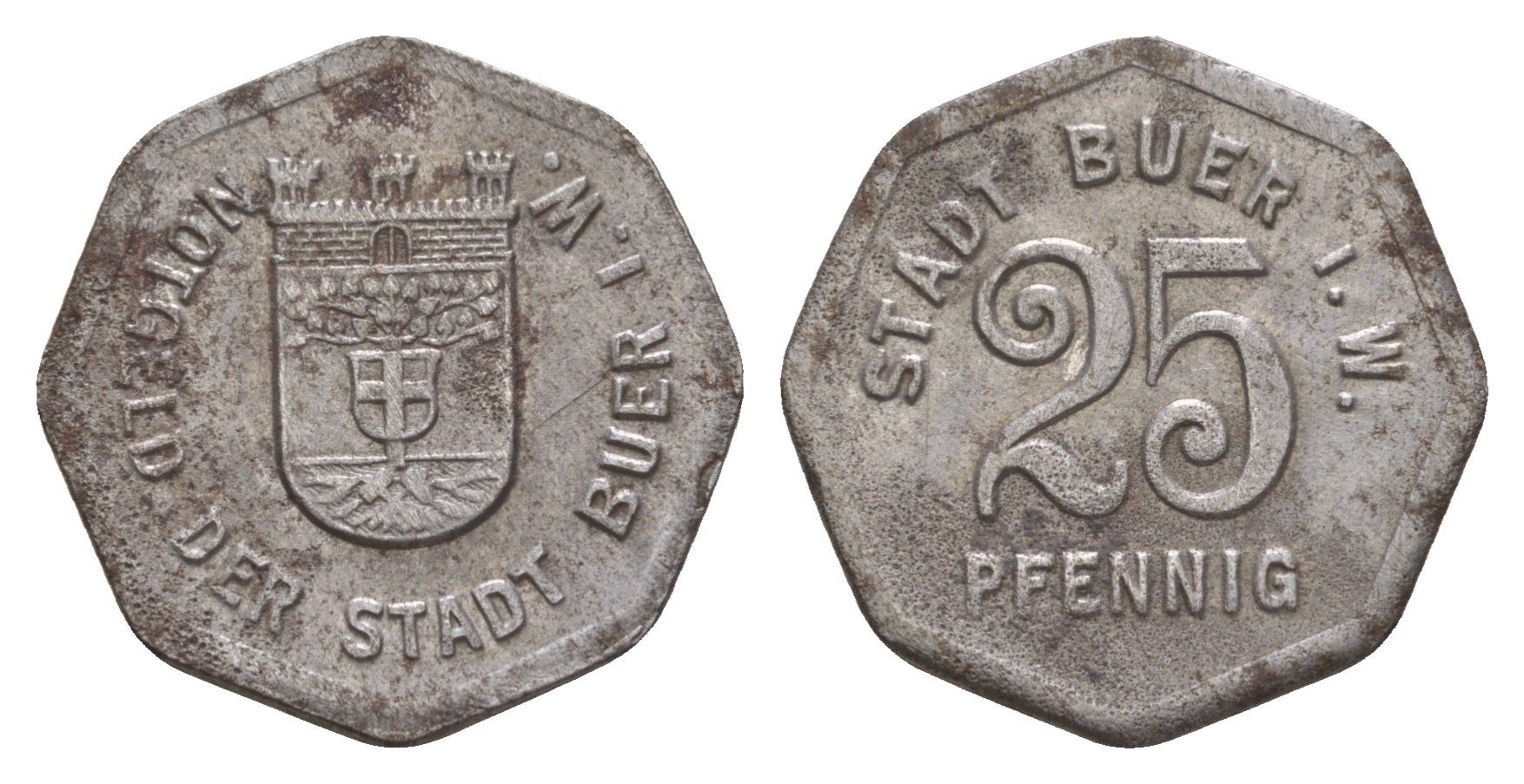 Бюр 25 пфеннигов ND Funck 64.2, Men05 3970.2, Men18 5029.2 железо 4659-367