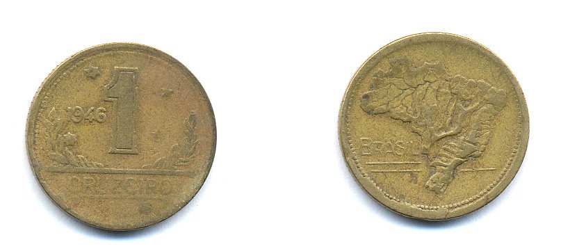 Бразилия 1 крузейро 1946 KM 558 алюминевая бронза 76-812