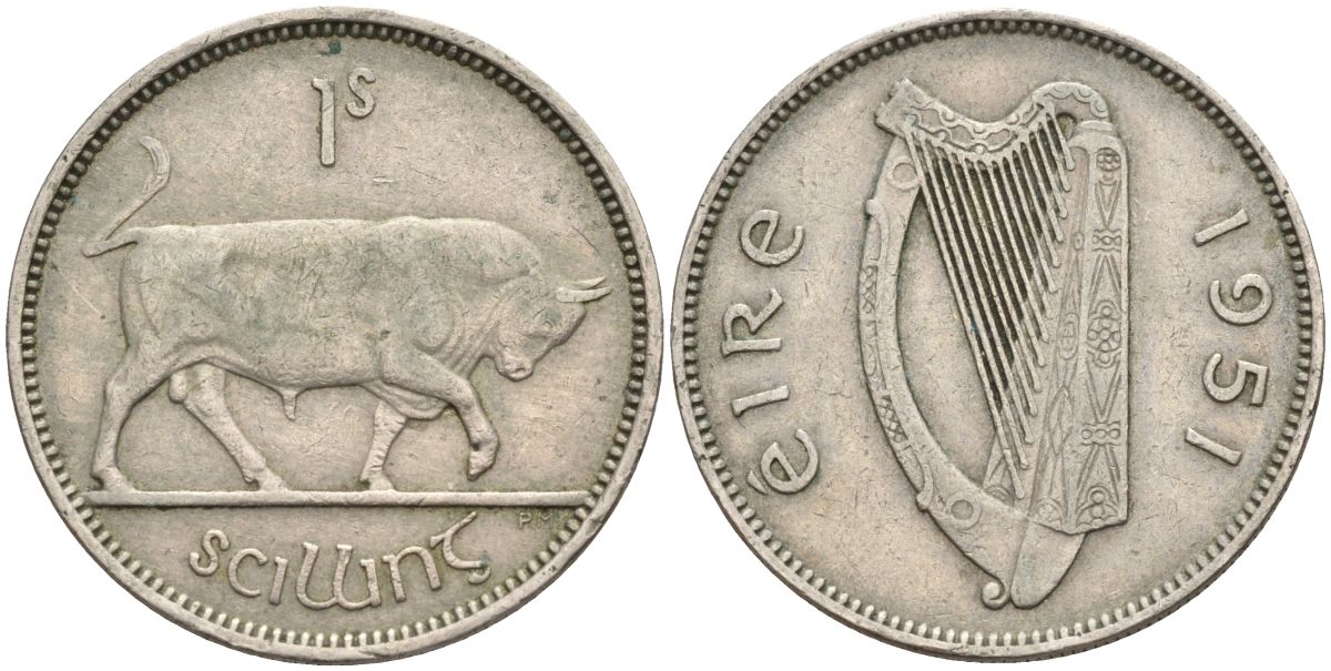 Ирландия 1 шиллинг 1951 KM 14a медно-никель 4150-943