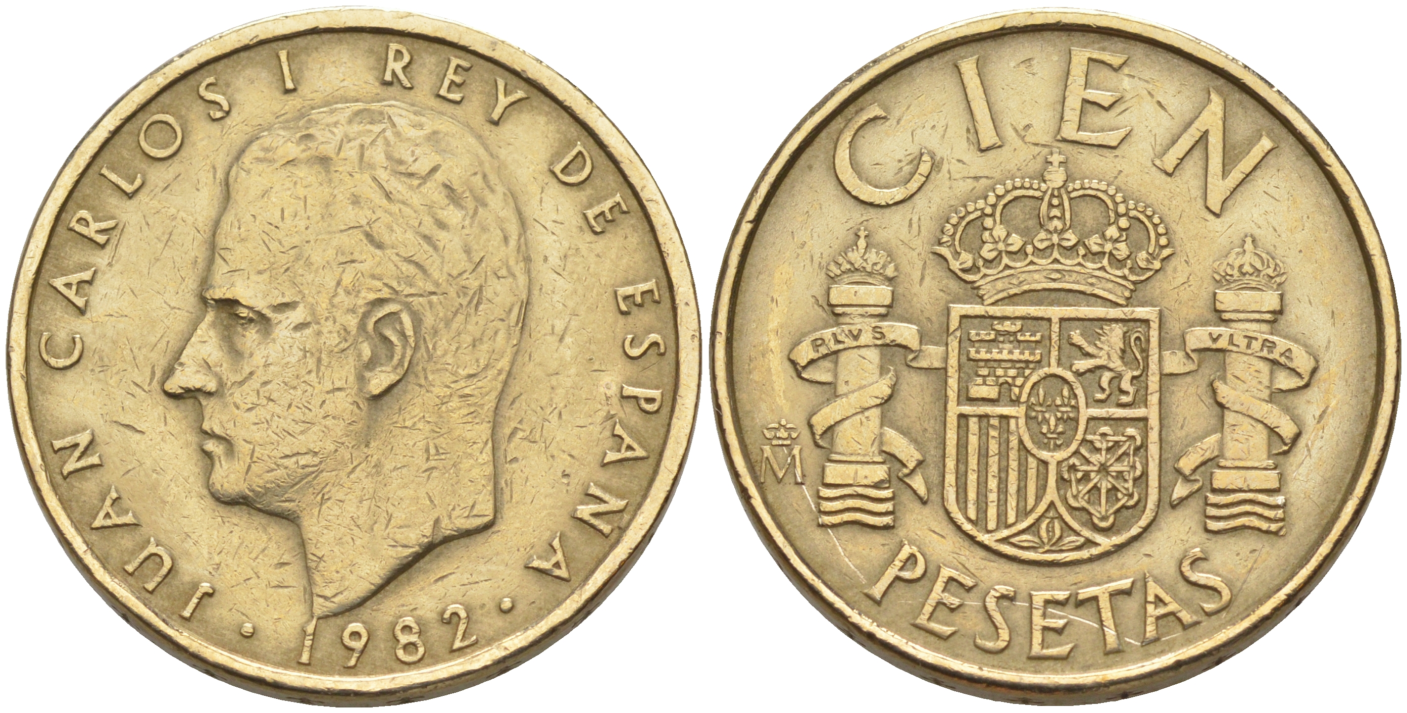 ИСПАНИЯ 100 ПЕСЕТ 1982 ХУАН КАРЛОС I (1975-) KM 826 алюминиевая бронза 106-332