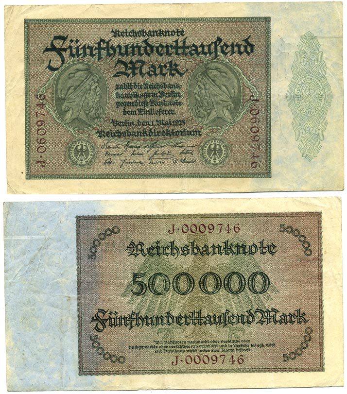 Германия 500000 марок 1923  Pick 88a  бумага   6300-39-3-2
